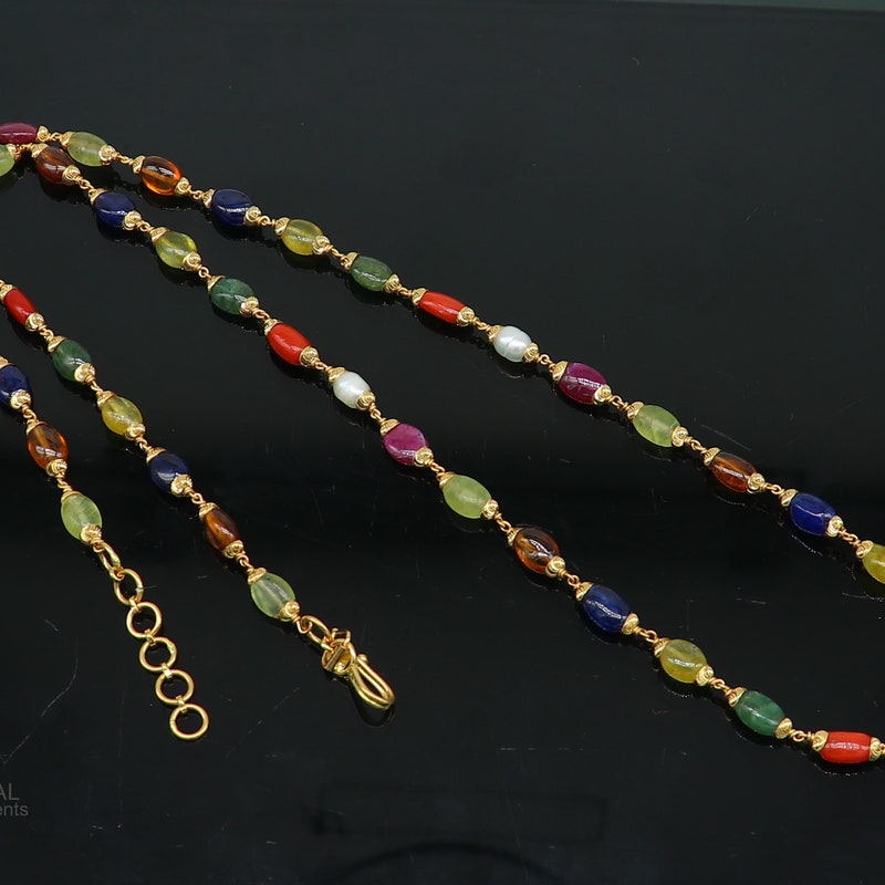 Gold Navratan Cuff Bracelet With Multi Stone Highlights