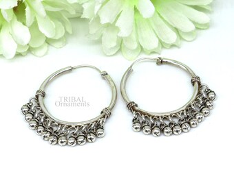 SILVER925 TRIVAL HOOP EARRINGS /シルバー/ピアス 925 Sterling Silver Handmade Hoop Earring, Fabulous Bali