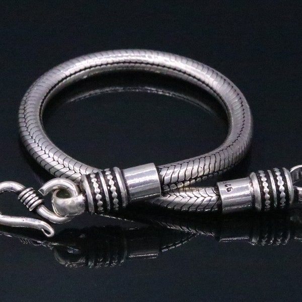 4,5mm diseño Vintage pura Plata de Ley 925 hecha a mano increíble serpiente cadena flexible pulsera unisex joyería de Rajasthan india sbr48