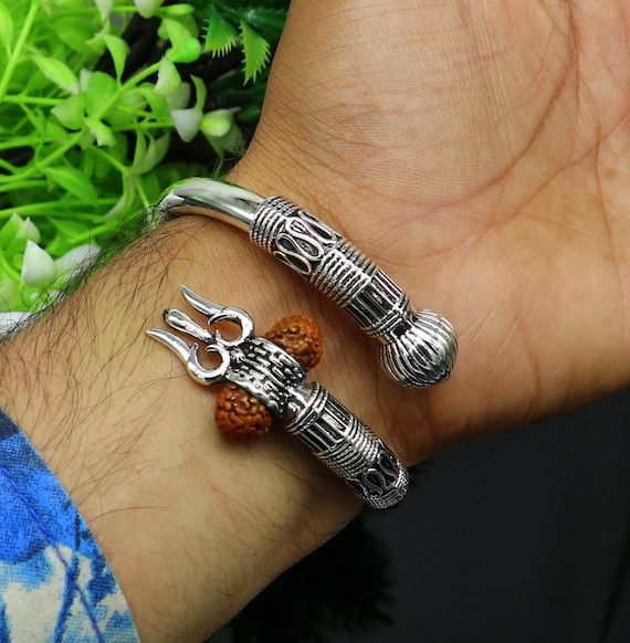 best gift for girl's or boy's stunning bangle nssk420 Devine 925 sterling silver handmade lord Shiva trident Trishul bangle bracelet kada