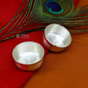 999 fine solid silver handmade small puja bowl temple puja, pure silver utensils, silver pooja utensils, temple accessories india sv274