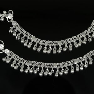 6&quot; long Sterling silver handmade amazing silver ankle bracelet baby anklet noisy sound charm customized anklet personalized gifting ank213