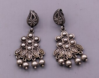 アンティークデザインベアー♪♪ 925 Pure Silver Stud Earring Unique Vintage Handmade Design