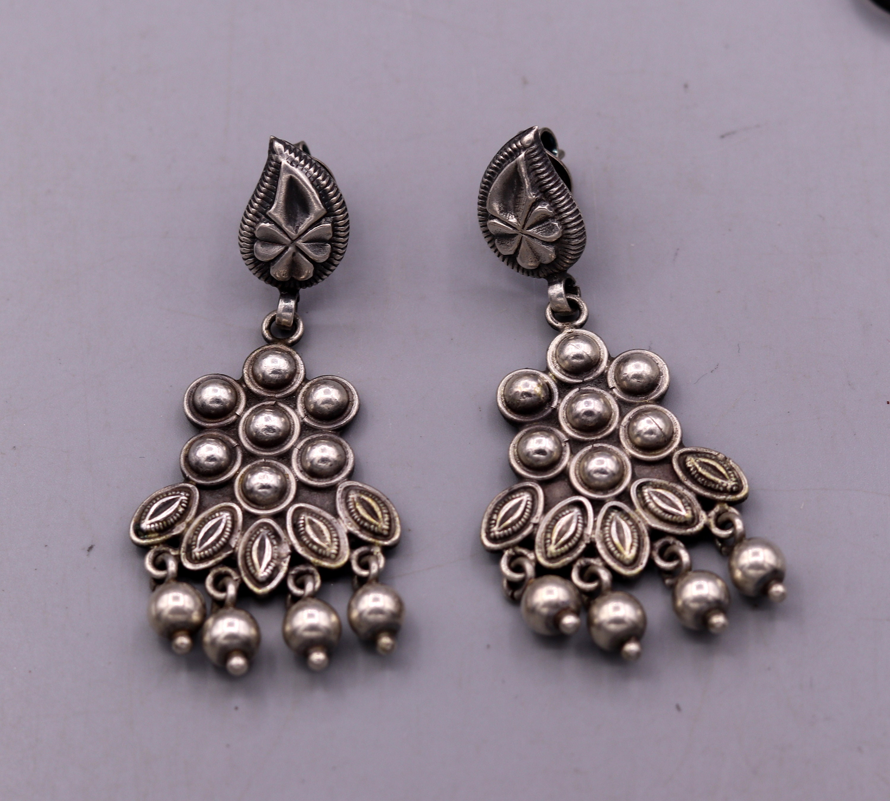 925 Pure Silver Stud Earring Unique Vintage Handmade Design
