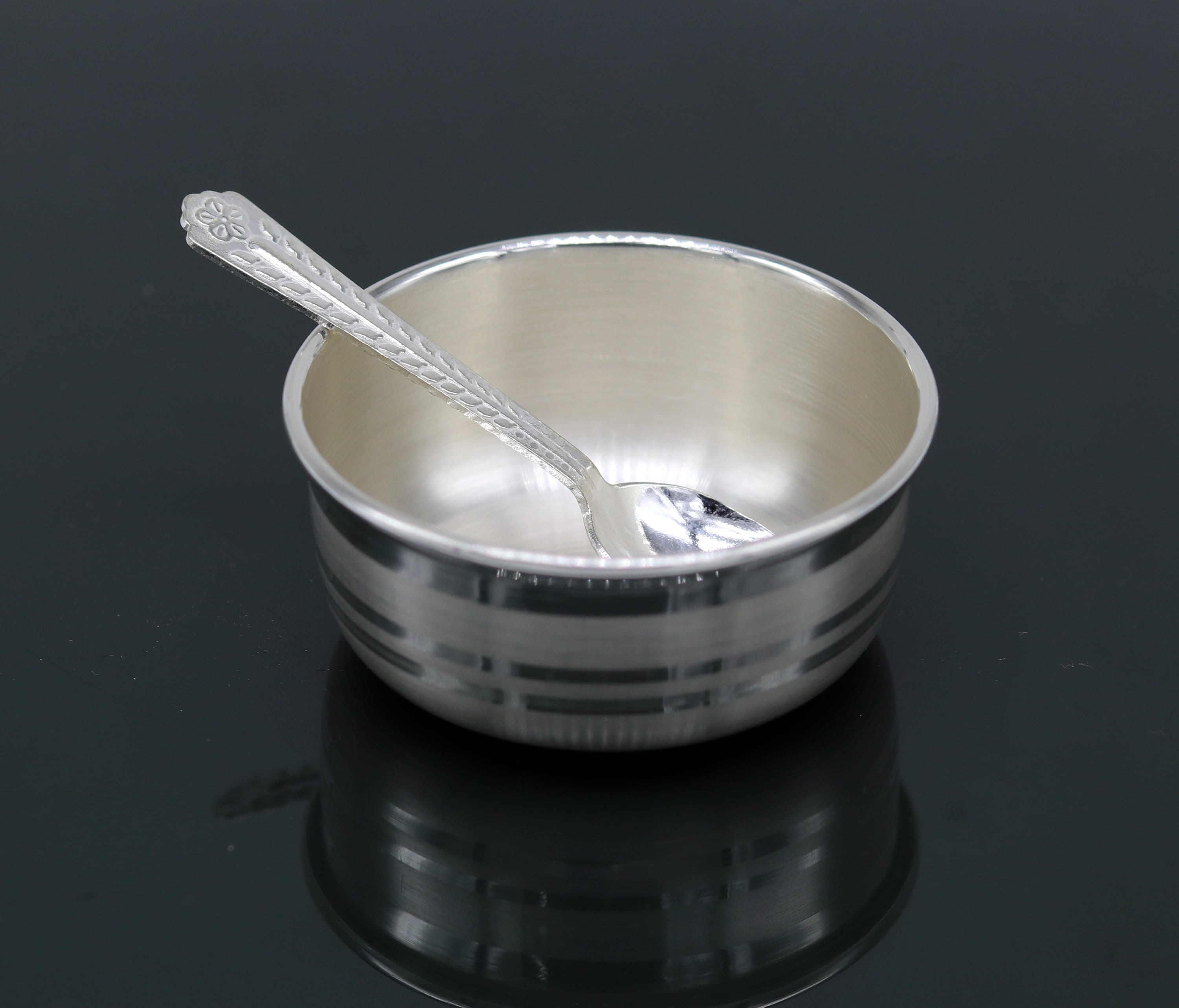 999 Fine Silver Handmade Small Baby Bowl and Spoon Set Silver Etsy