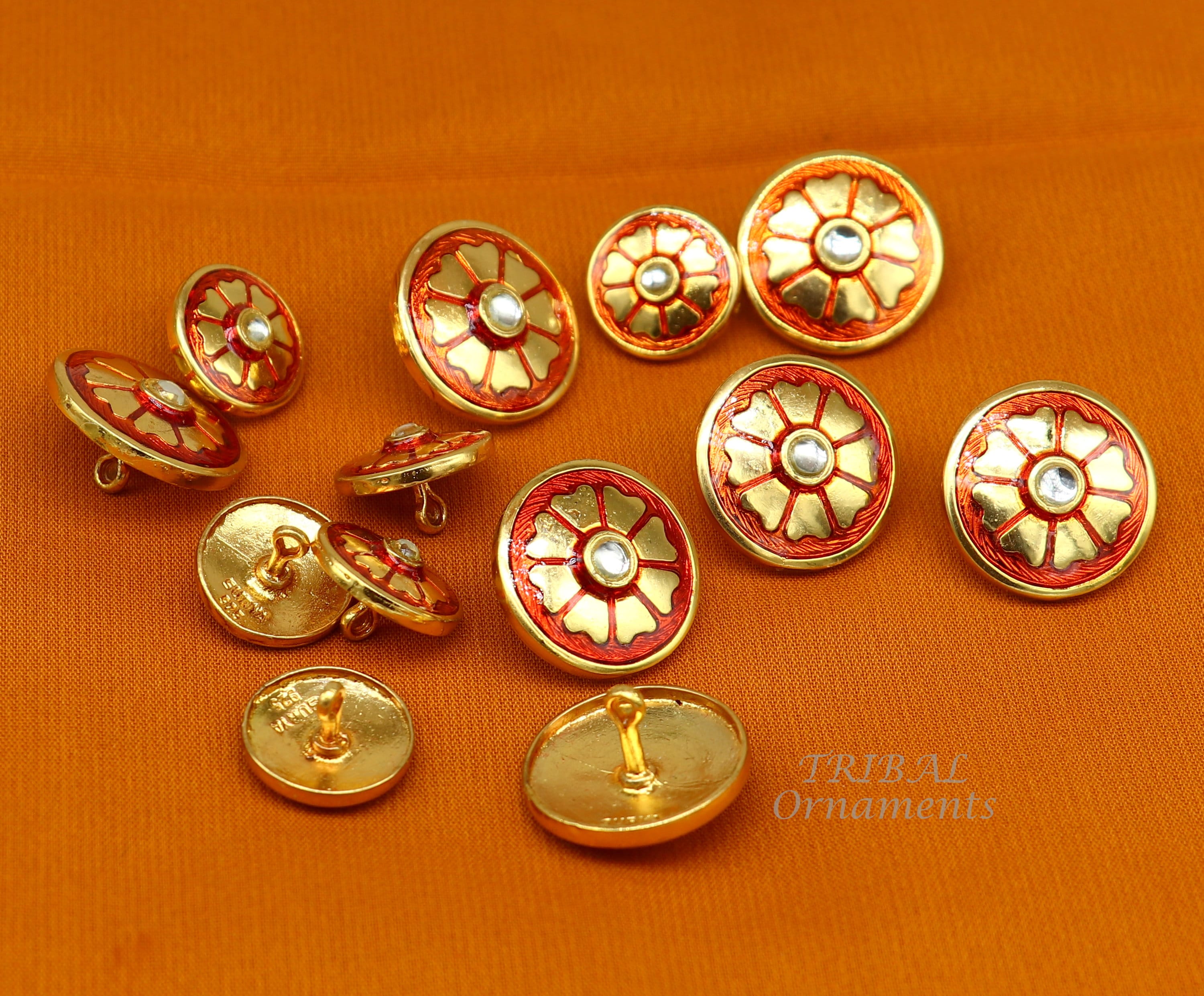 925 Sterling Silver Handmade Gorgeous Flower Design Buttons