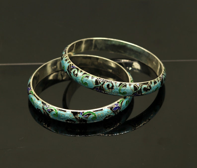 925 sterling silver handmade enamel elephant work bridesmaid bangle bracelet for girl/'s women/'s personalized gifting tribal jewelry nba84