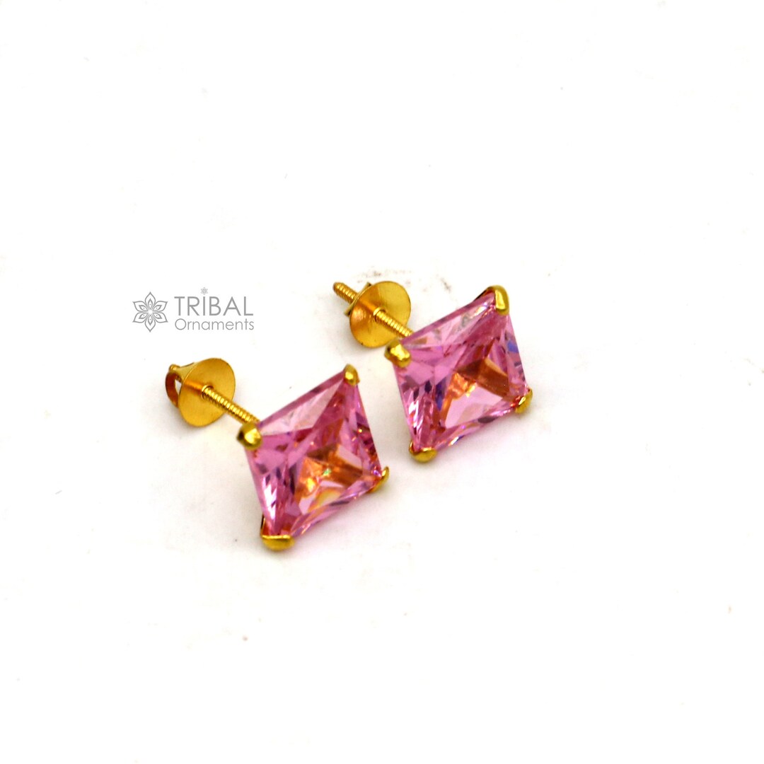 Exclusive 14kt Yellow Gold Handmade Single Cubic Zircon Exclusive 14kt Yellow Gold Handmade Single Cubic Zircon