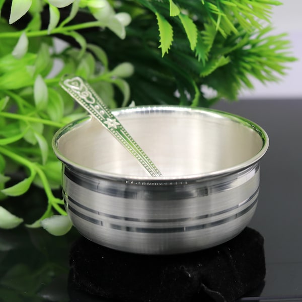 Plain design handmade 999 solid silver bowl, silver vessels, silver utensils, solid silver baby bowl for medical use for health gifting sv80