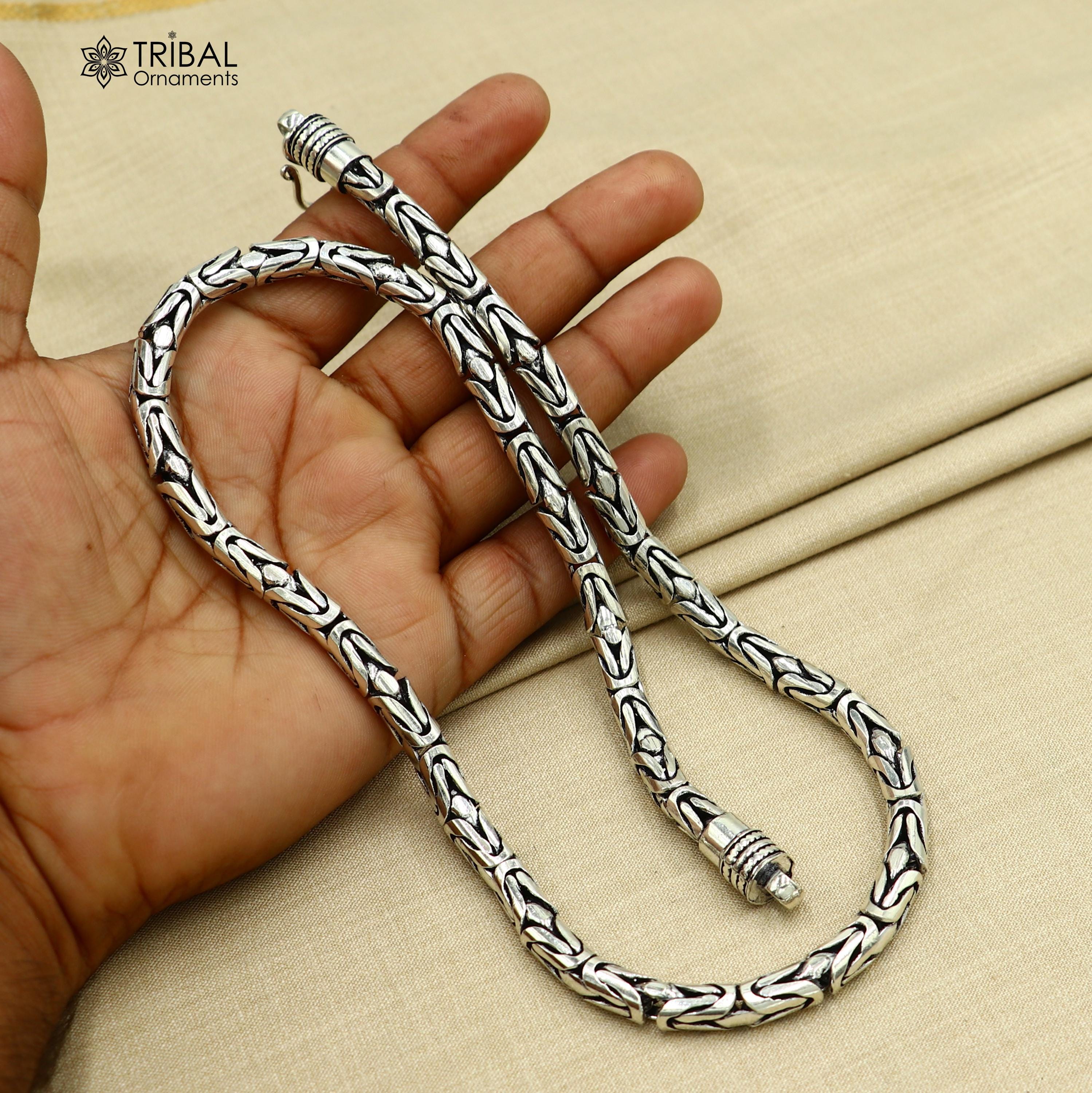 925 Sterling Silver Byzantine Chain All Size 8 Mm Chain Necklace