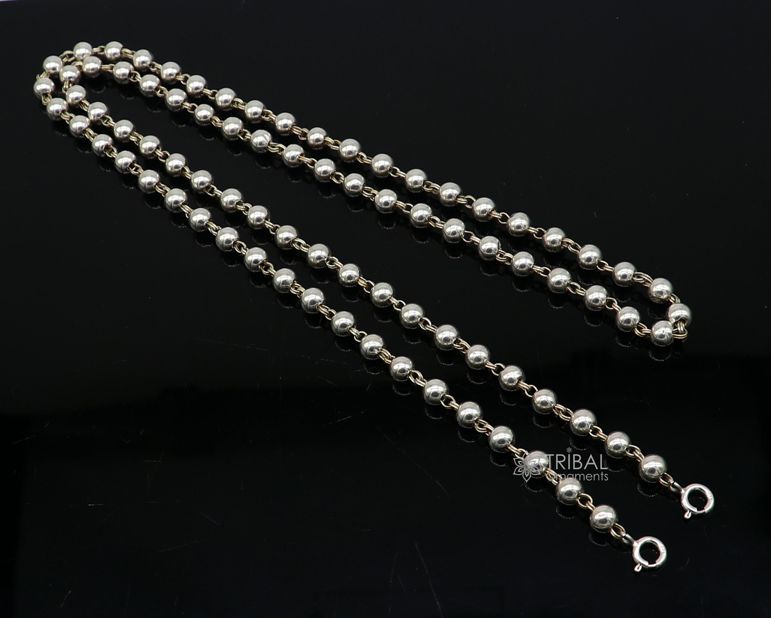 925 Sterling Silver Beaded Chain With Locking System for