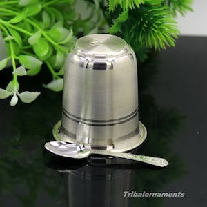 999 fine silver handmade water/milk Glass tumbler, silver flask, baby kids silver utensils set for stay healthy, best gifting article sv137