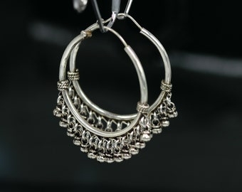 925 Sterling Silber handgemachte fabelhafte Creolen Ohrring mit wunderschönen hängenden Tropfen, maßgeschneiderte große Ohrring personalisierte Geschenk s869