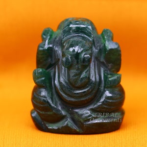 Amazing green jade Lord Ganesha handcrafted statue figurine temple divine God Ganesha stone sculpture for wealth and prosperity stna12
