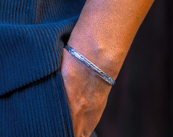 925 sterling silver vintage antique feather design handmade adjustable cuff bangle bracelet kada unisex men's or girl's jewelry nsk370