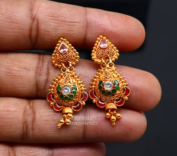 22ct Gold Designer Stud Sleeper Earring Indian Asain gold design earrings |  eBay