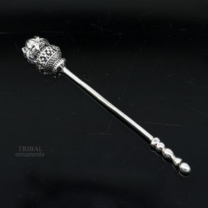 3&quot; inches long handmade solid 925 sterling silver kumkum sticks, eyeliner stick, kajal stick, surma stick, brides vintage style gift su656