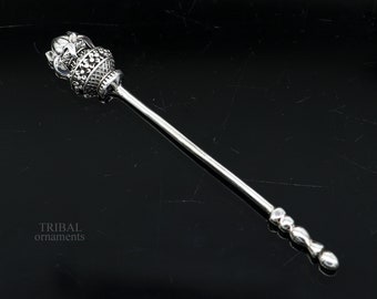 3 cm lange handgemachte solide 925 Sterlingsilber Kumkum Sticks, Eyeliner Stick, Kajal Stick, Surma Stick, Bräute vintage style Geschenk su656