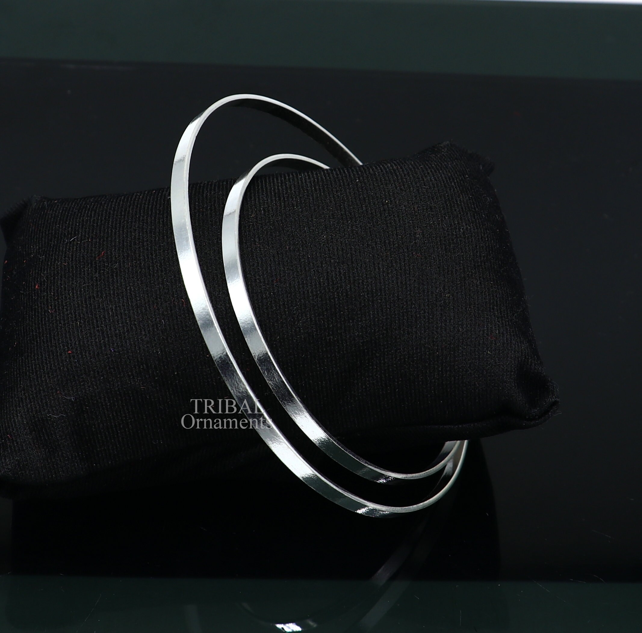 925 Sterling Silver Handmade Double Layer Plain Design Bangle