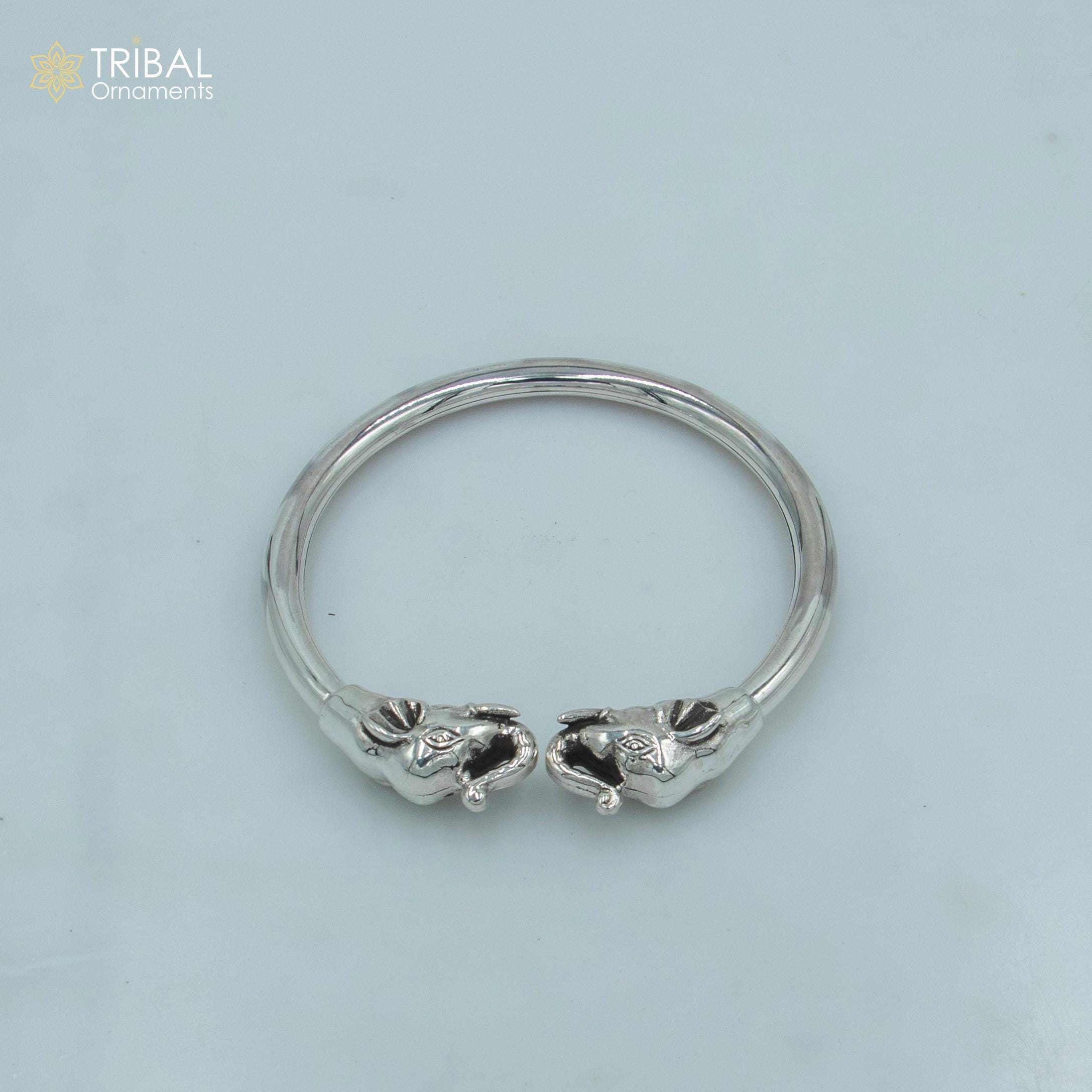 雑貨➀ 925 Sterling Silver Handmade Elephant Design Bangle Bracelet