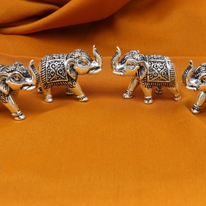 Pure 925 Sterling silver kandrai work nakshi design customized Elephant statue, puja article figurine, home décor Diwali puja gift su489