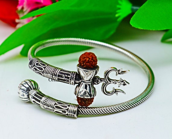 Buy Hem Jewels Pure Silver Rudraksh Rakhi for Brother | Silver Rudaksh  Bracelet for Boys and Men | Silver Rakhi with motif of Mahadev with Trishul  in Center (HJRKH-73) at Amazon.in