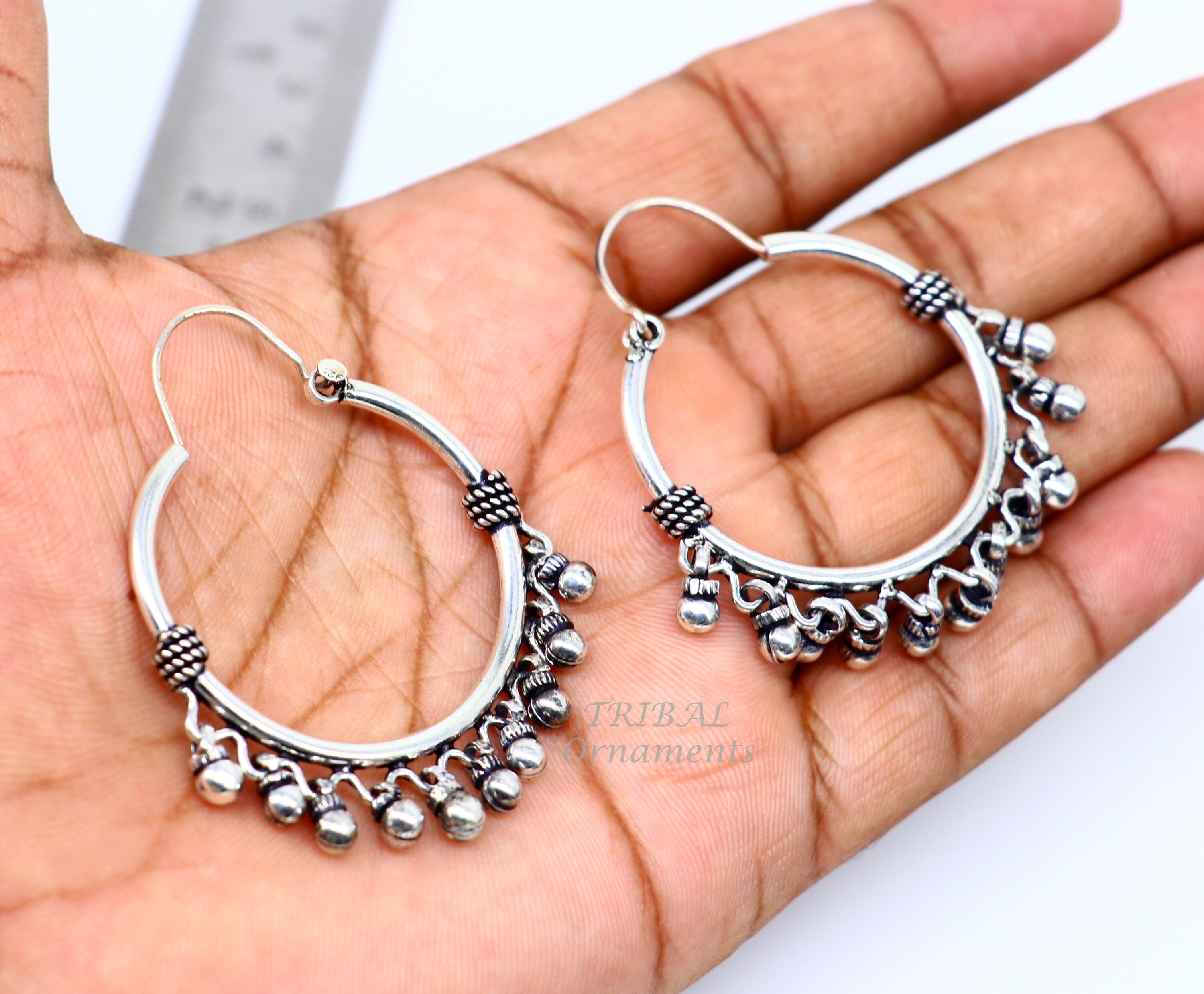 925 Sterling Silver Handmade Hoop Earring, Fabulous Bali