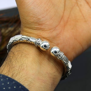 925 sterling silver handmade gorgeous customized work bangle bracelet kada, vintage antique design stylish bangle unisex jewelry nsk330