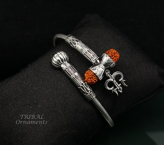 925 Sterling Silver Handmade Shiva Trishul Bangle Bracelet
