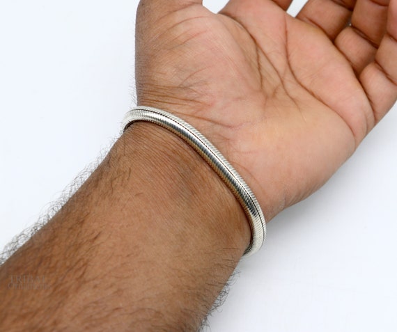 5.5mm 925 Sterling Silver Handmade Snake Chain Bracelet, D Shape