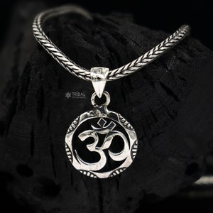 925 pure silver AUM OR OM mantra pendant best gifting pendant, wheat chain necklace locket best gifting jewelry NSP732