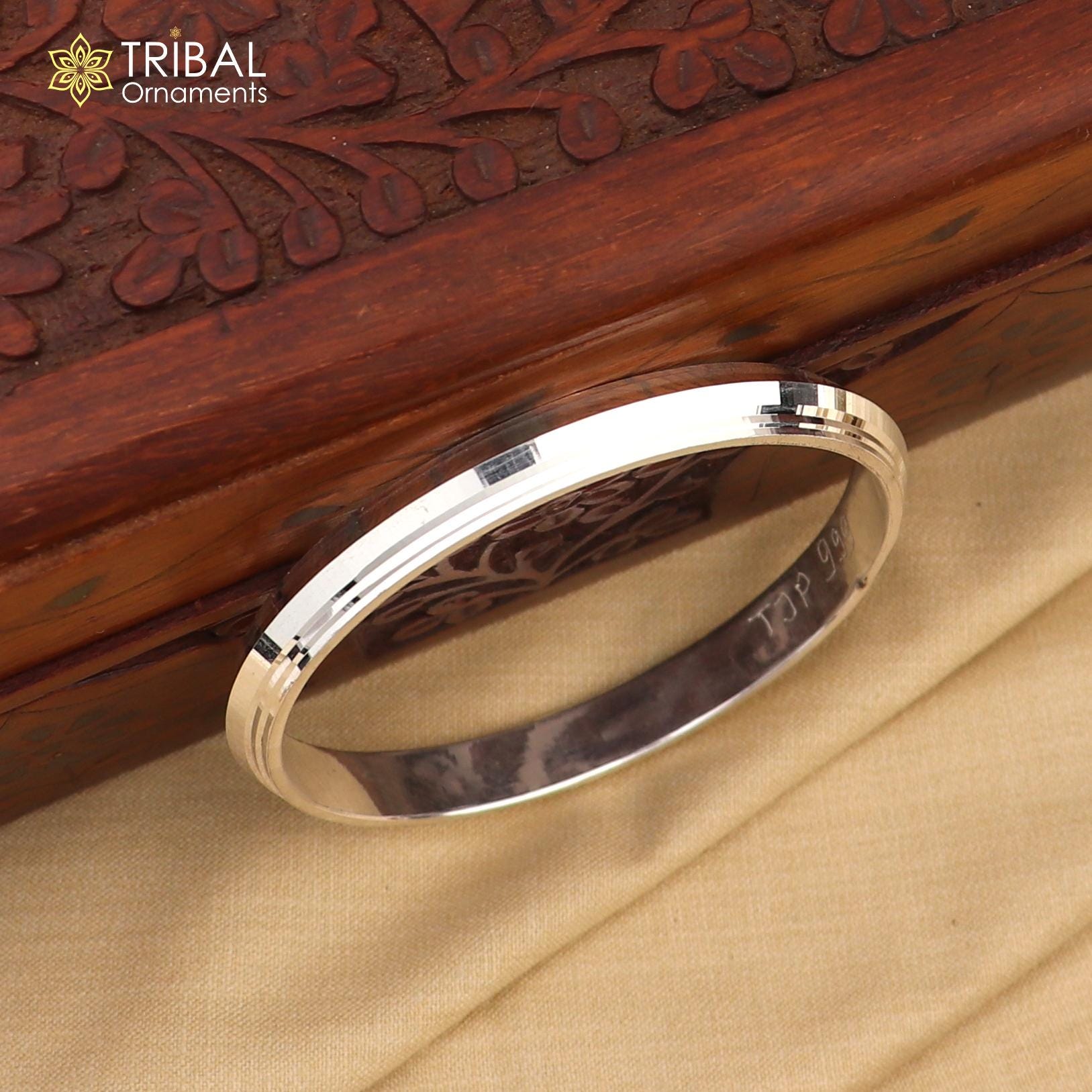 55 Gm 999 PURE Silver Handmade Punjabi Religious Shikh Kada Bangle