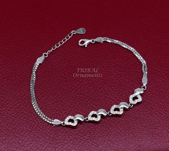 925 Sterling Silver Handmade Link Chain Bracelet for Girl's 925 Sterling Silver Handmade Link Chain Bracelet for Girl's