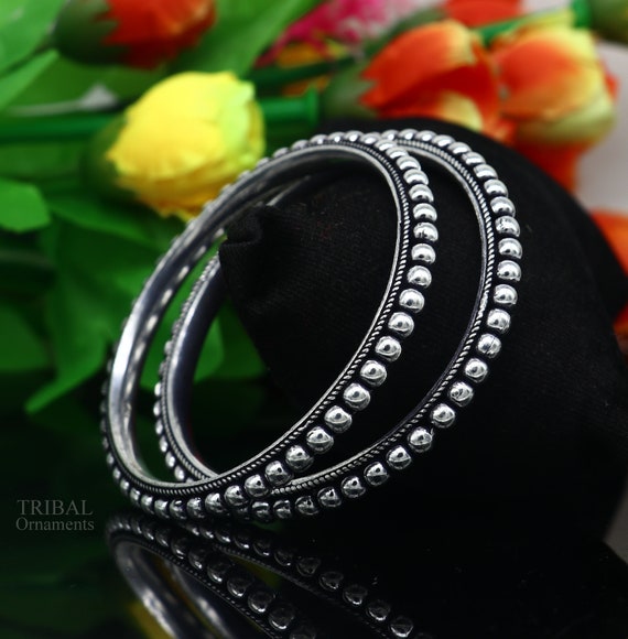 925 Sterling Silver Amazing Waved Style Beaded Bangle 925 Sterling Silver Amazing Waved Style Beaded Bangle