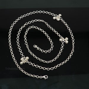 Pure 925 sterling silver handmade Link chain design belly chain, waist chain, gorgeous belly Saree chain belt for dance tribal jewelry wch09