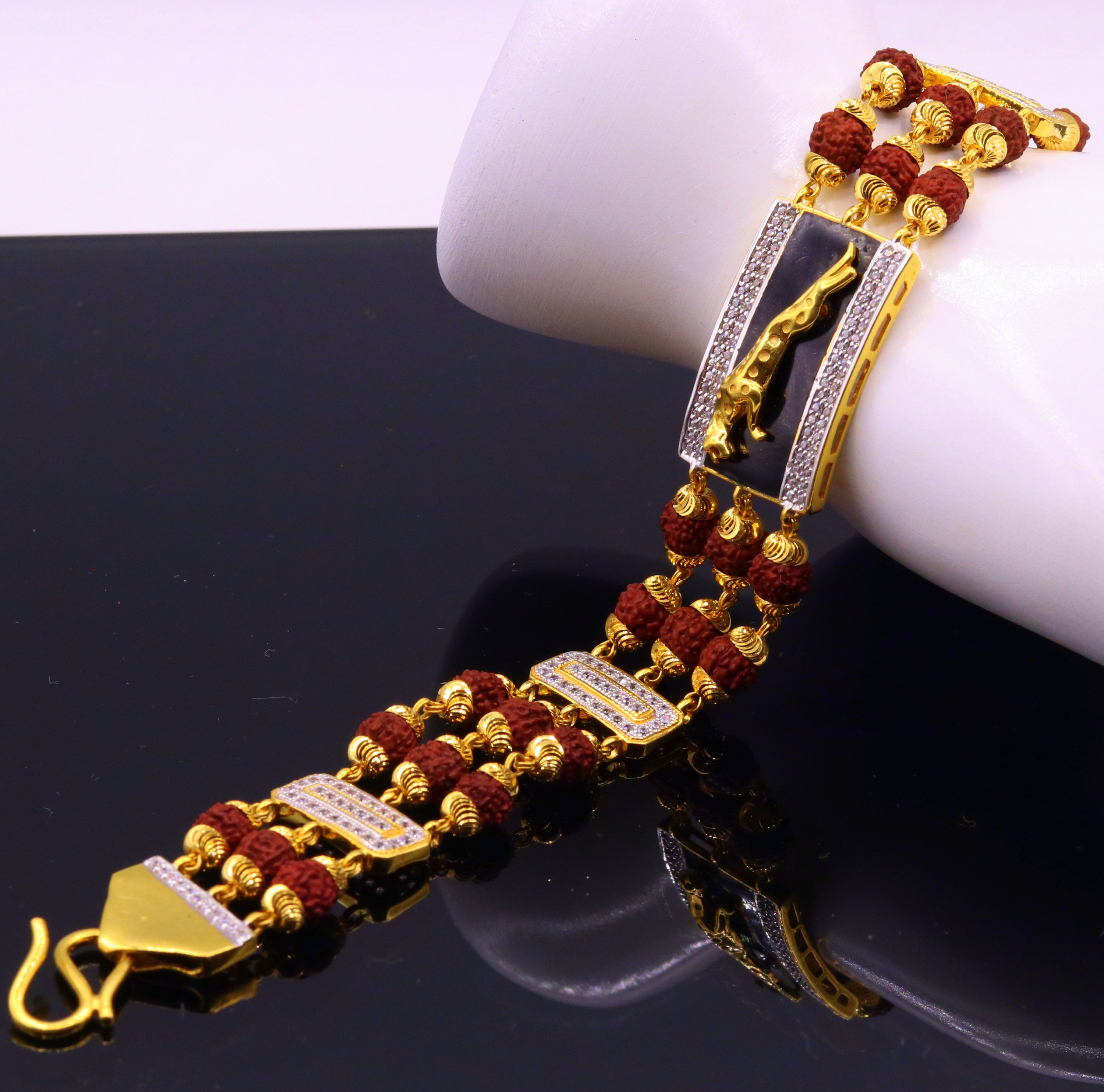 Elegant Lord Mahakaal Gold Plated Rudraksh Bracelet - Fashion Frill