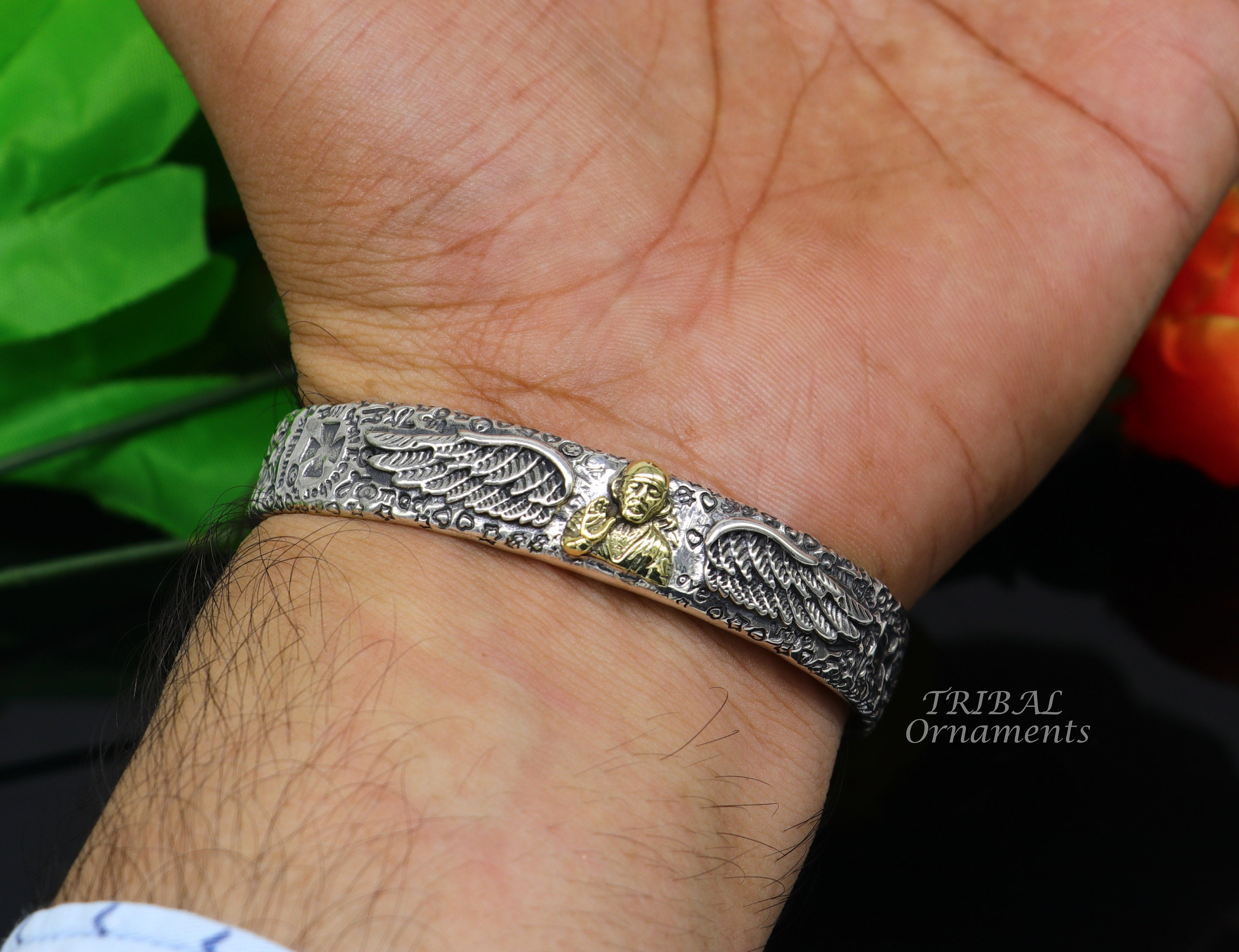 925 Sterling Silver Vintage Antique Design Handmade Chitai Work