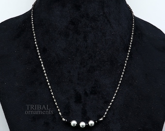 Elegante 925 Sterling Silber Halskette schwarz Perlen, wunderschöne kleine Silberperle Design Anhänger, Mangalsutra Kette perlengefädelte Halskette set325