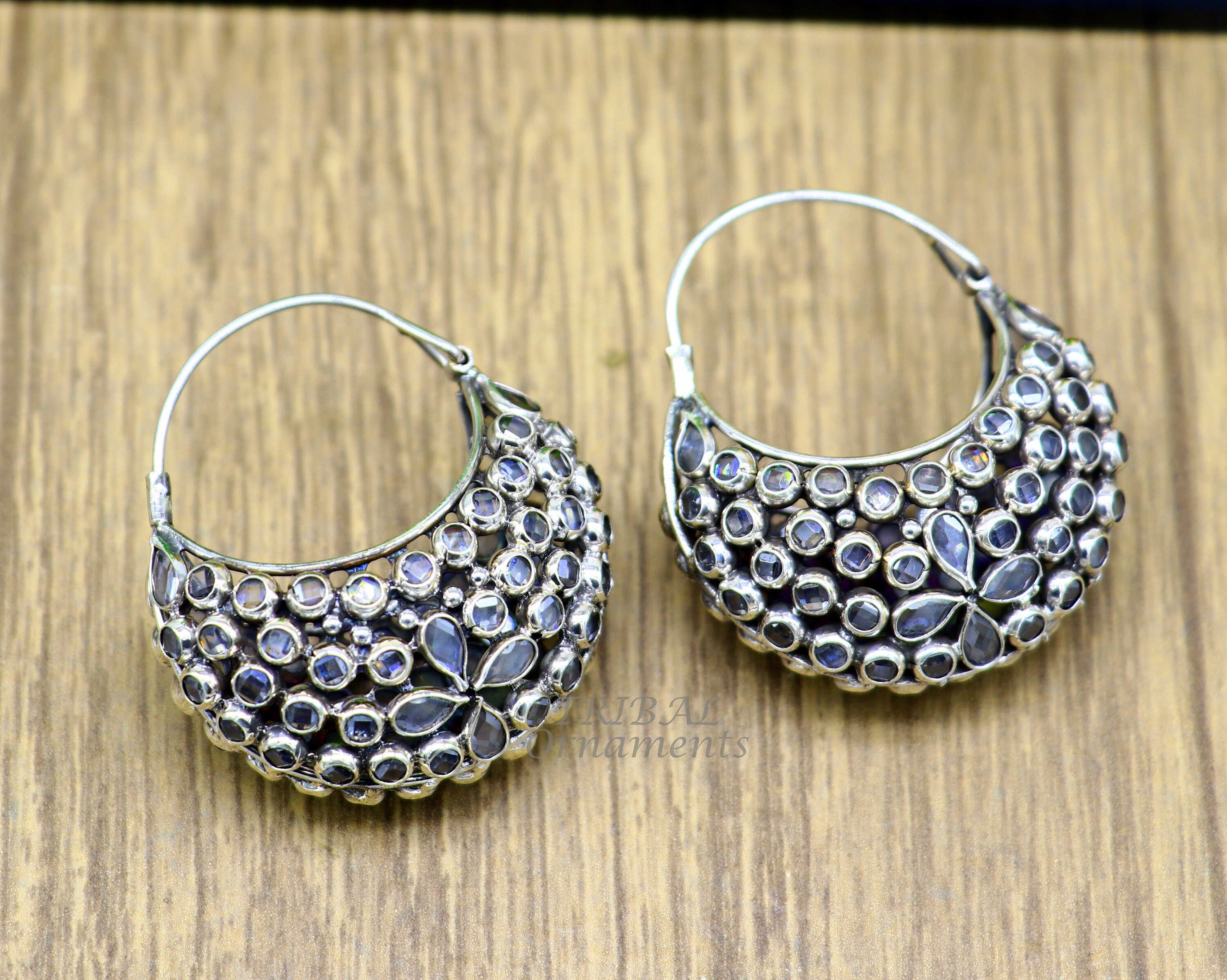 925 Sterling Silver Amazing Handmade Vintage Stylish Crystal