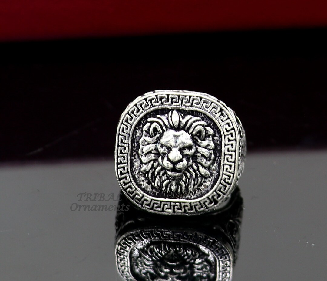 92.5% Sterling Silver Handmade King Lion Head Face High Quality