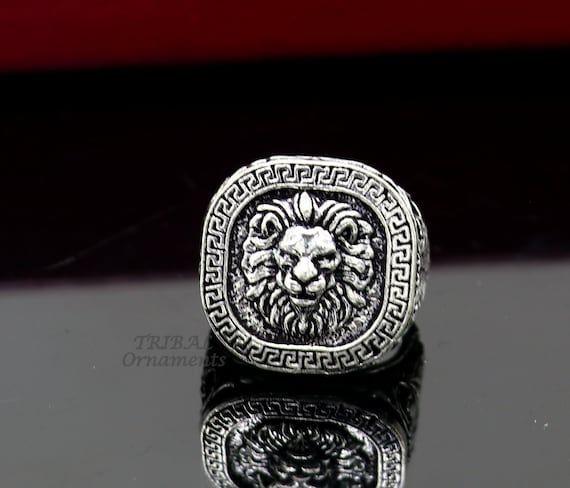 92.5% Sterling Silver Handmade King Lion Head Face High Quality