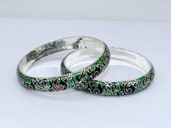 Silver outlet enamel bangle