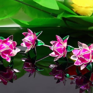 925 sterling silver handmade small lotus flower puja god temple article, excellent customized enamel silver worshipping articles su744