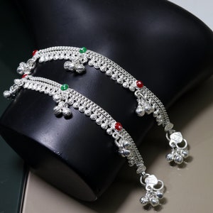 6&quot; sterling silver handmade jingle bells baby kids ankle bracelet, noisy sound bells charm anklets jewelry belly dance gifting kids ank200