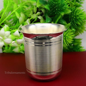 999 fine silver handmade vessel, water/milk Glass tumbler, silver flask, baby kids silver utensils stay healthy water milk cup sv229