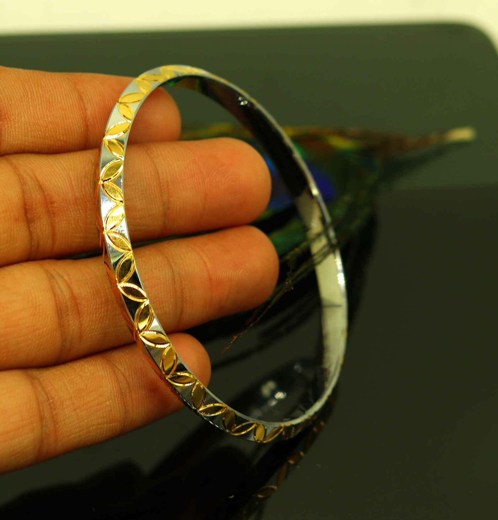 Punjabi Sikh solid silver gold polished bangle bracelet kada Etsy