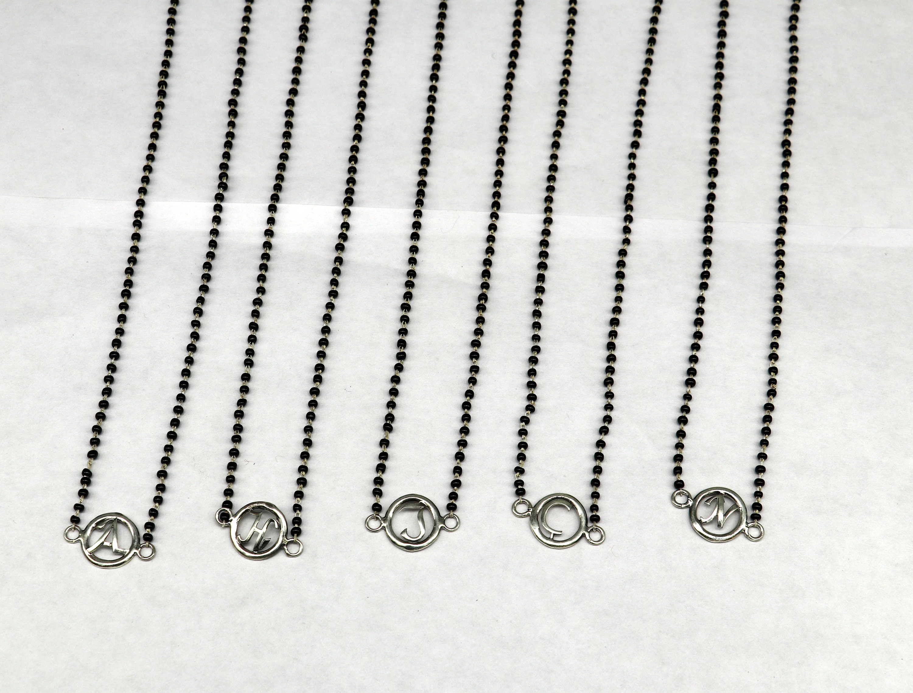 925 Sterling Silver Black Beads Chain Necklace Etsy