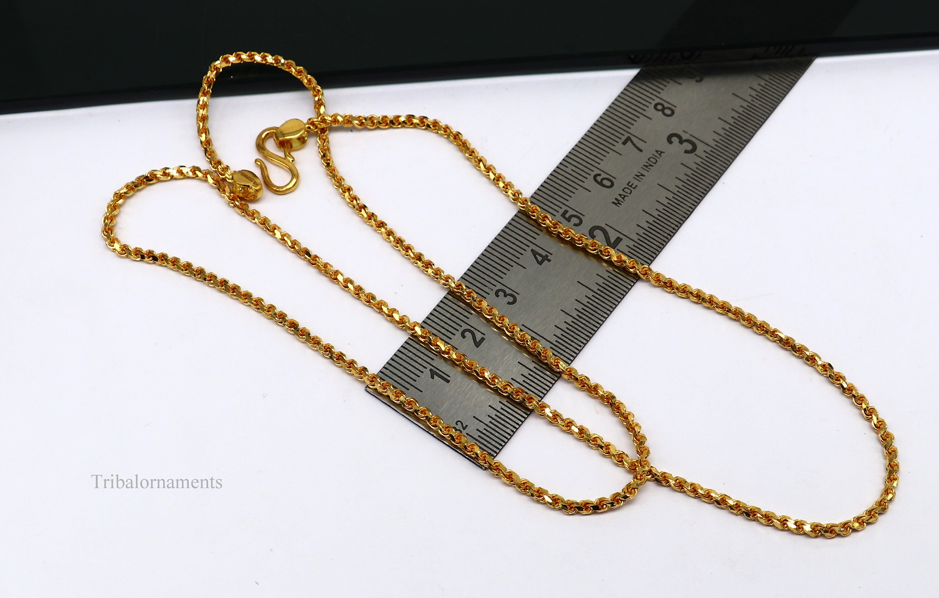 22k Yellow Gold Handmade Solid Twisted Design Rope Chain Necklace ...