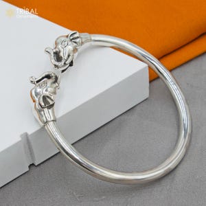 925 sterling silver handmade Elephant design bangle bracelet kada nsk887