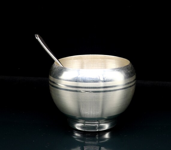 999 純銀ハンドメイドの小さなベビーボウルとスプーンセット、シルバー